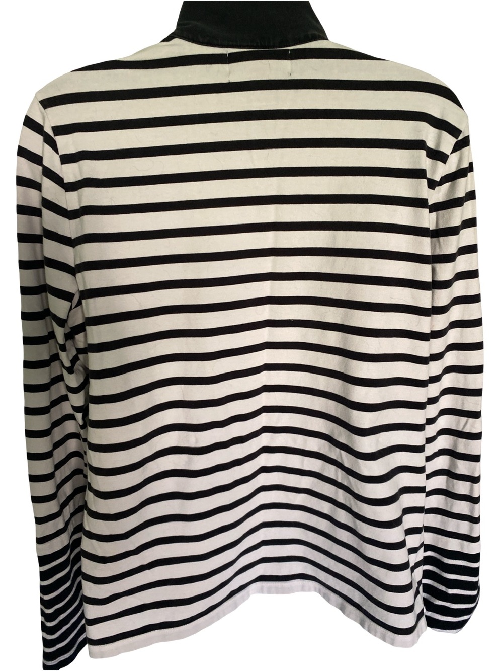 Ralph Lauren Black & White Striped Half-Zip Long Sleeve Top-XL - Picture 4 of 5